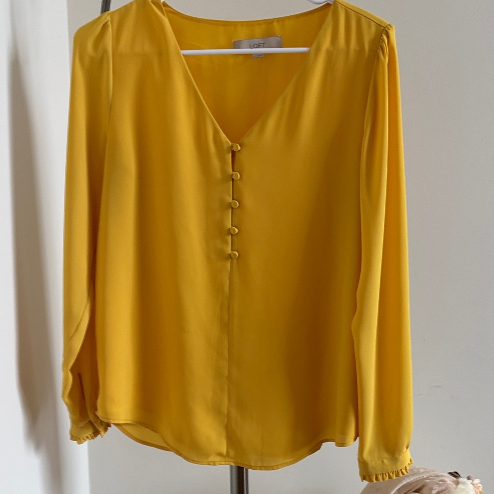 LOFT Mustard V-Neck Blouse